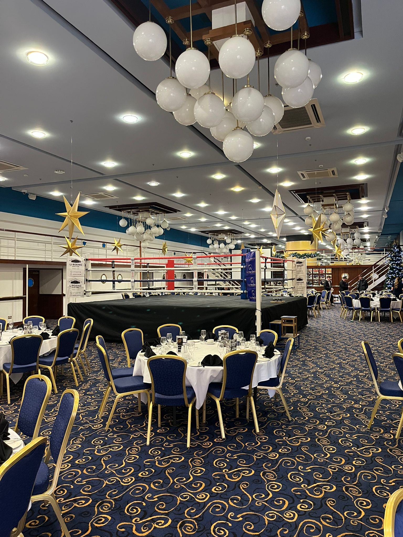 Professional boxing ring hire setup inside an event venue