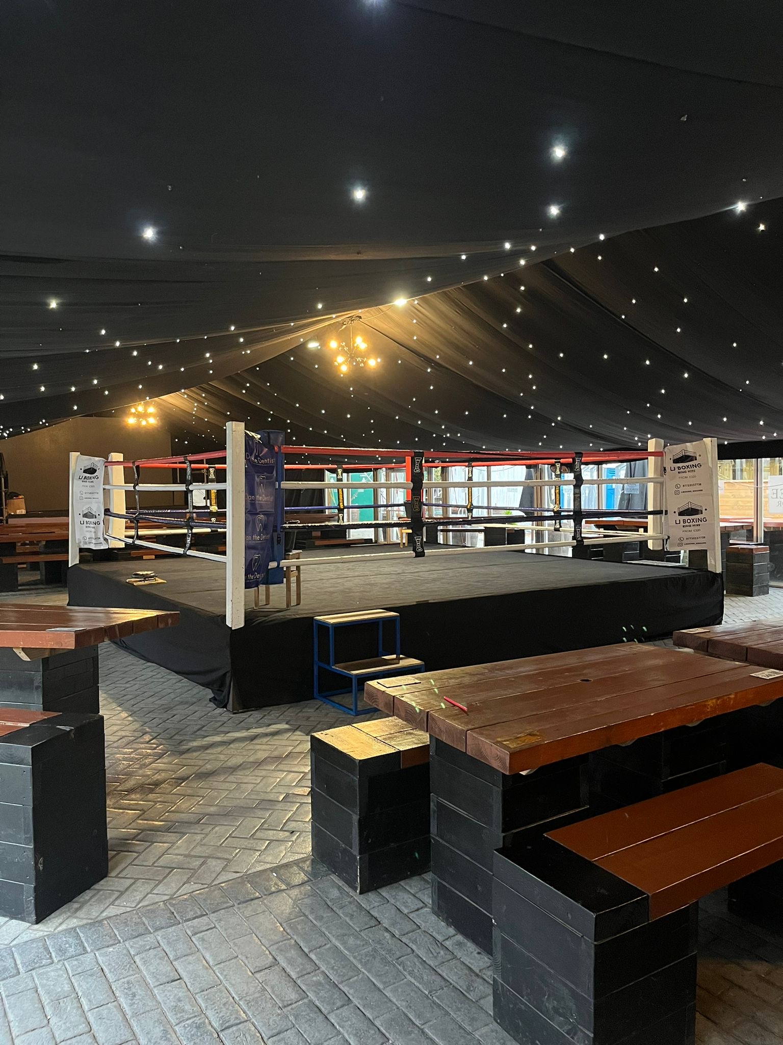 LJ Ring Hire professional fight night boxing ring setup